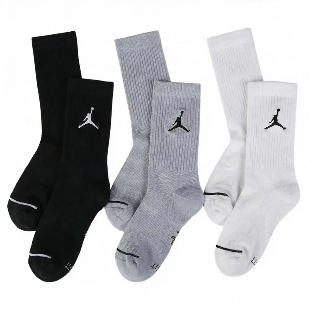 Nike (NIKE) 3-Pack Socks for Men and Women: Air Jordan Training Breathable Casual Socks, Mid-Calf Sports Socks SX5545-019 view 3