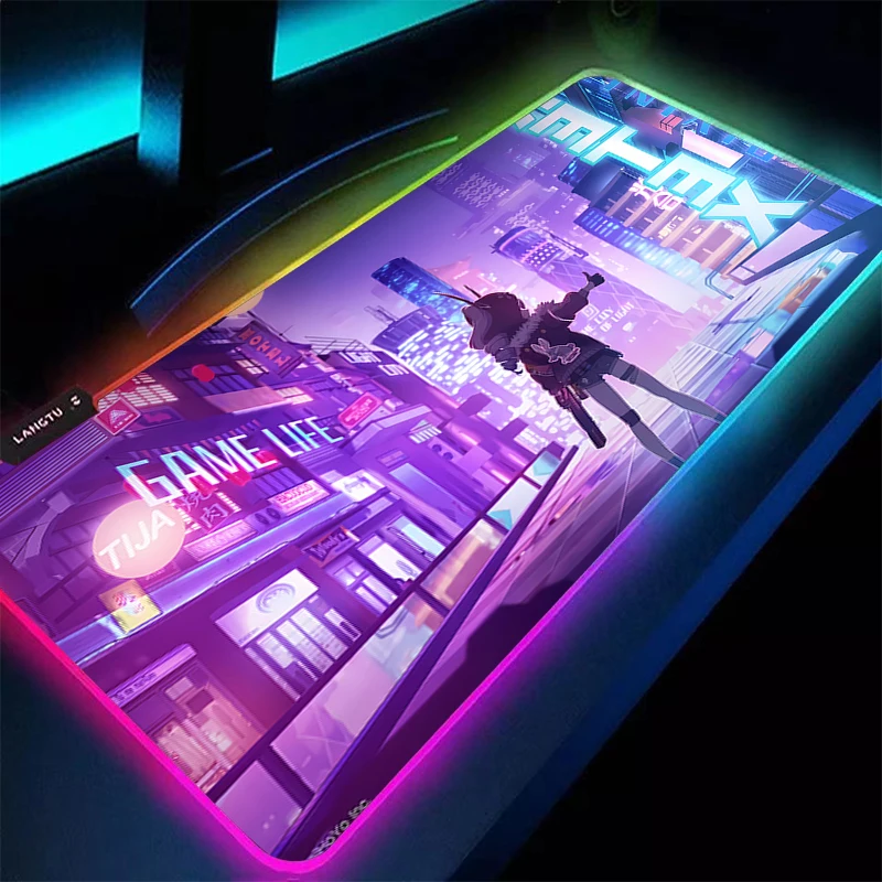 

Коврик для мыши со светодиодной подсветкой для ПК, аниме, геймерский планшет Varmilo, коврик для клавиатуры Honkai Impact 3, ковер RGB для ноутбука, Kawaii, игровые аксессуары, коврик для мыши