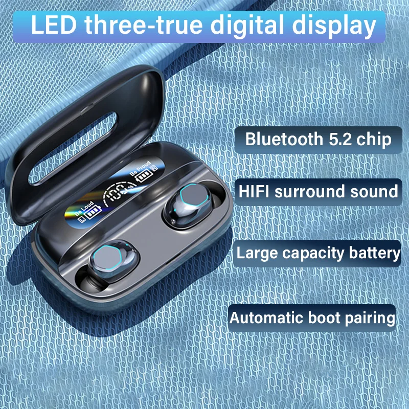 

Гарнитура Bluetooth 5,2, настоящая беспроводная гарнитура с микрофоном и кнопкой управления, шумоподавляющие беруши, спортивная водонепроницаемая гарнитура