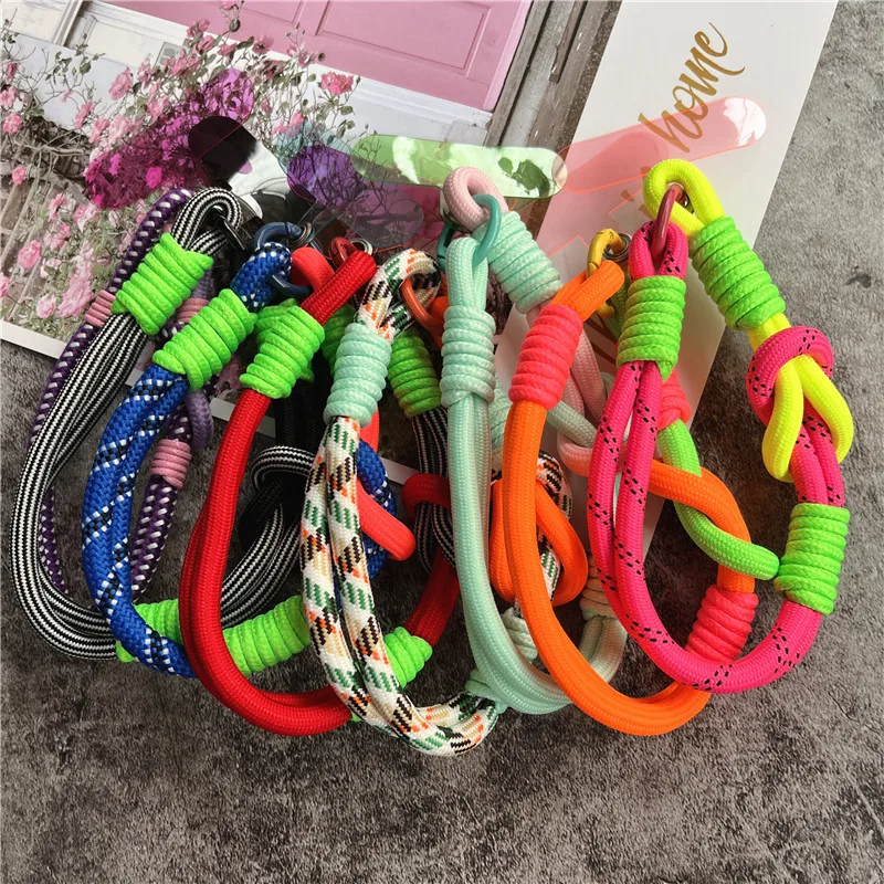 Lanyard Contrasting Colors Chain for Phone Charm With Patch Wrist Strap Metal Key Ring Accessories Lanyards Cellular Pendant