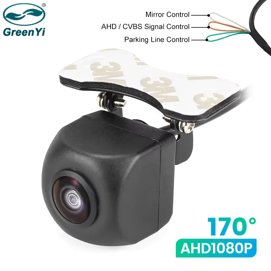 GreenYi AHD Car Rear View Side/Front/Backup Camera 170° Black Fisheye Lens Full HD Night Vision Waterproof Reversing Universal