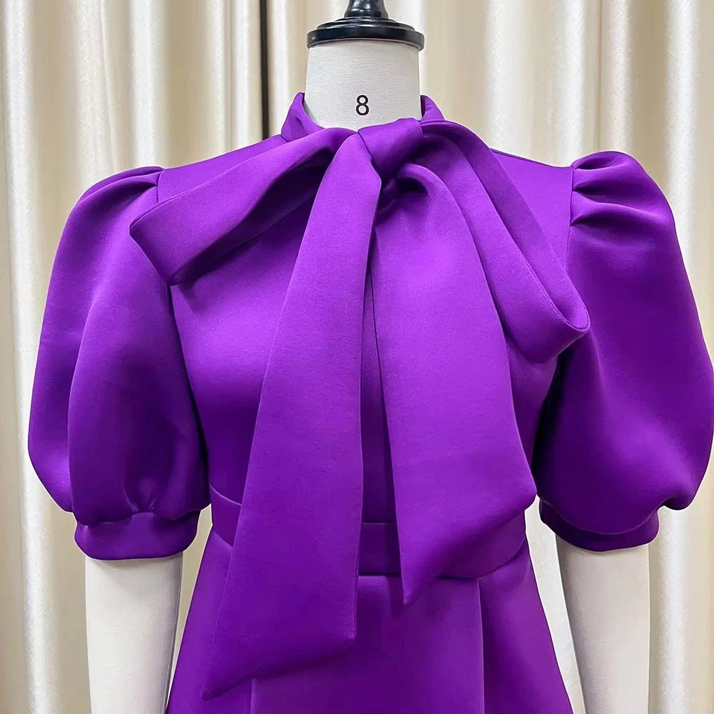 Abiti da sera eleganti di lusso Abito lungo a maniche corte con fiocco Squisiti abiti da ballo sexy di alta qualità per le donne personalizzati