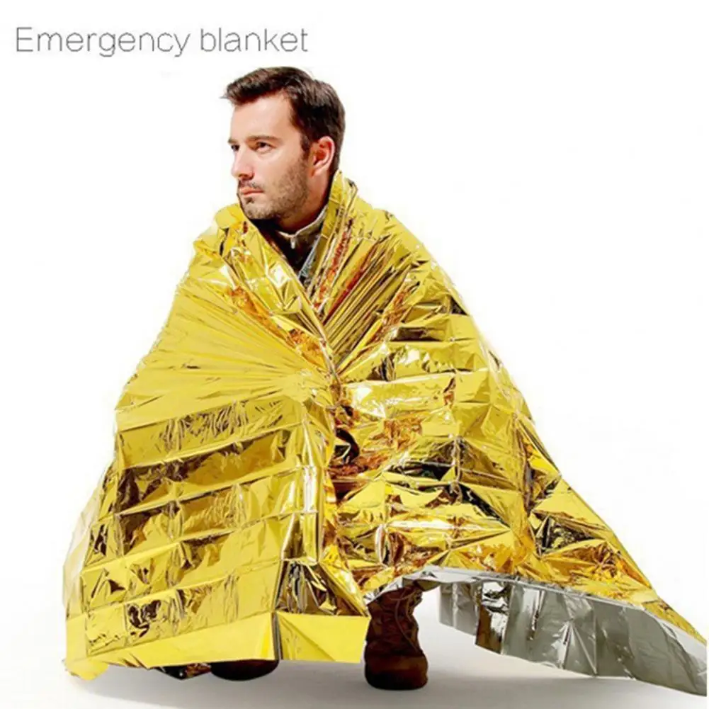 Emergency Blanket Outdoor Survival Gear Waterproof Thermal Blankets for Hiking Camping Marathons Windproof Moisture-resistant