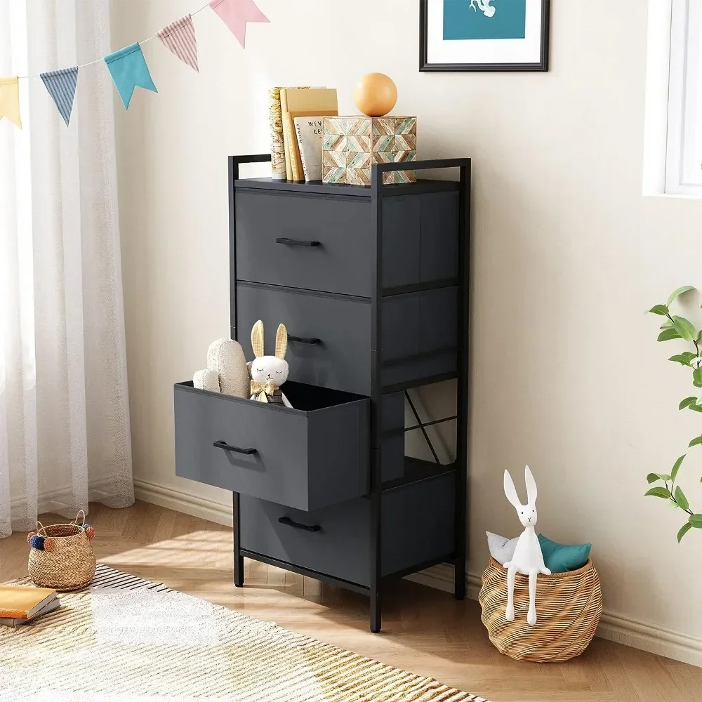 LINSY HOME 4 Drawer Dresser for Bedroom, Tall Dressers Storage Drawers, Tower Organizer Unit for Hallway, Entryway, Closets