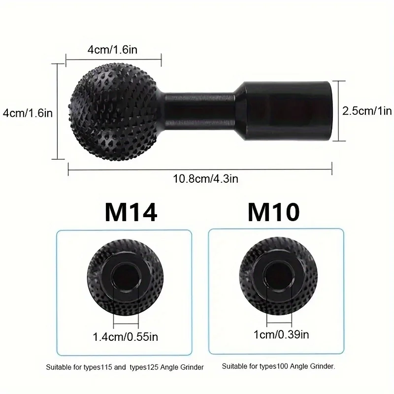 10/14mmSphere Rotary Grinding Head Wood Carving Polishing Engraving Drilling Bits Ball Gouge Grinding Head Angle Grinder Tool
