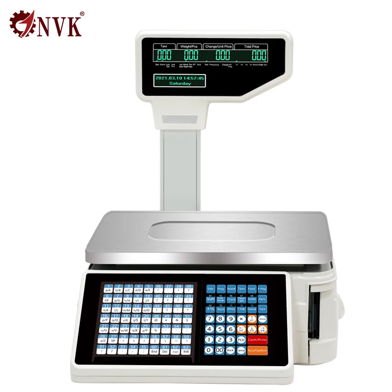 NVK TMA Barcode Label Printing Scale Digital Weighing Cash Register Scale 30kg Supermarket Price Computing Scale