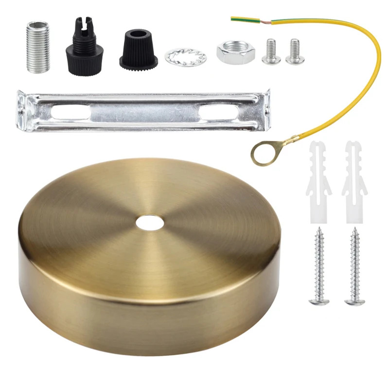 Imagem -03 - Placa de Teto Base Redonda Chapeamento Metal Borda Bandeja Kit Lâmpada Pingente Preto Prata Ouro cm 10 cm 12cm Lâmpada de Parede