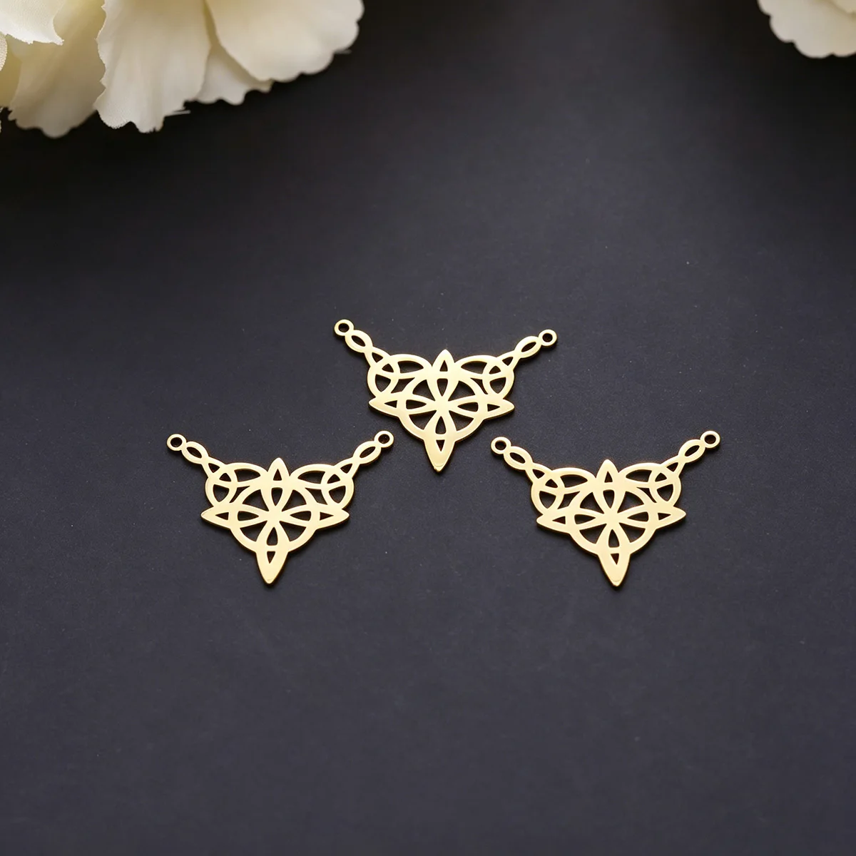3Pcs/lot Mystical Triangular Celtic Knot Punk Necklaces Jewelry Making Stainless Steel Charms Pendant Keychain diy Handmade