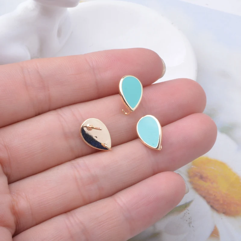 10 Stück Kupfer 18k vergoldete Emaille-Tropfen-Ohrringverbinder Ohrstecker-Set für die Herstellung von Ohrringen und Schmuck DIY – Detail 11