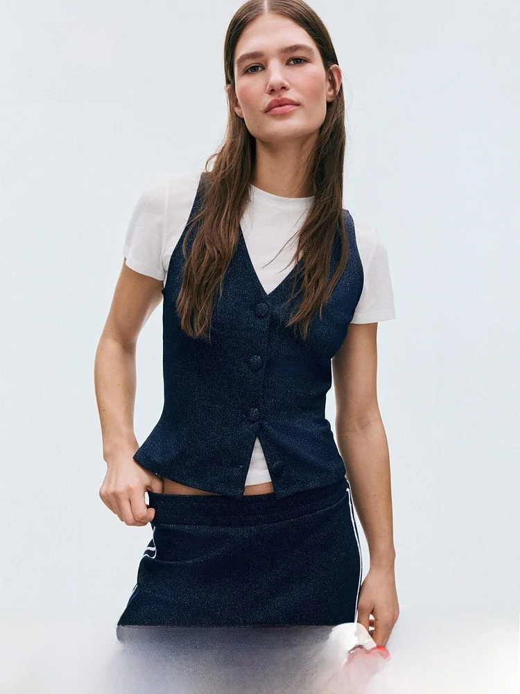 

Новая весенняя женская повседневная тканевая майка-жилет H&M 33037, верхняя одежда стандартной длины, модный женский топ-безрукавка