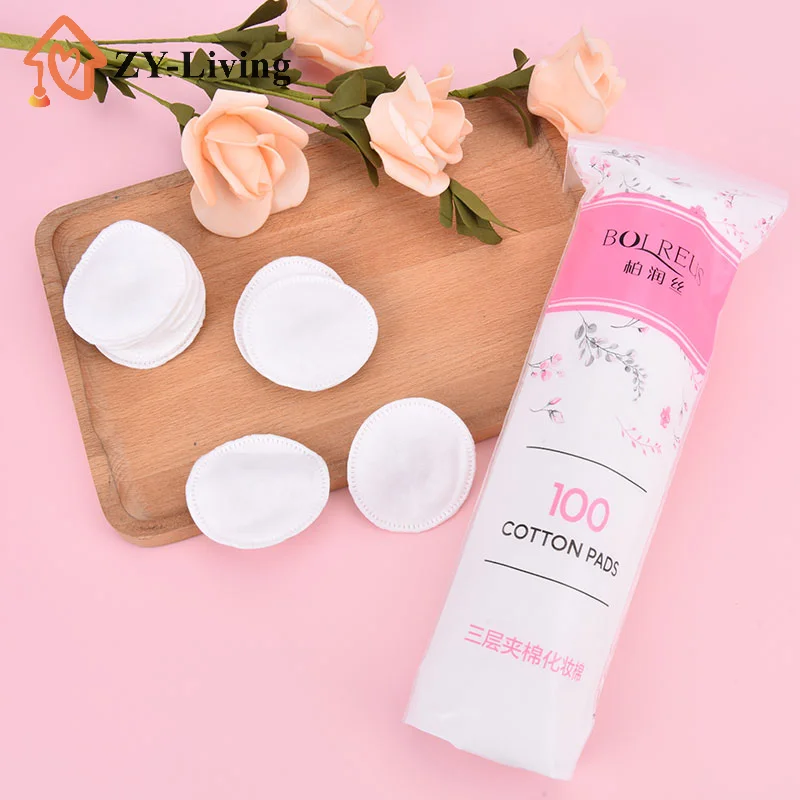 100PCS Disposable Soft Circular Makeup Remover Pads Breathable Cotton Pads for Daily Facial Cleaning Nail Polish Remover