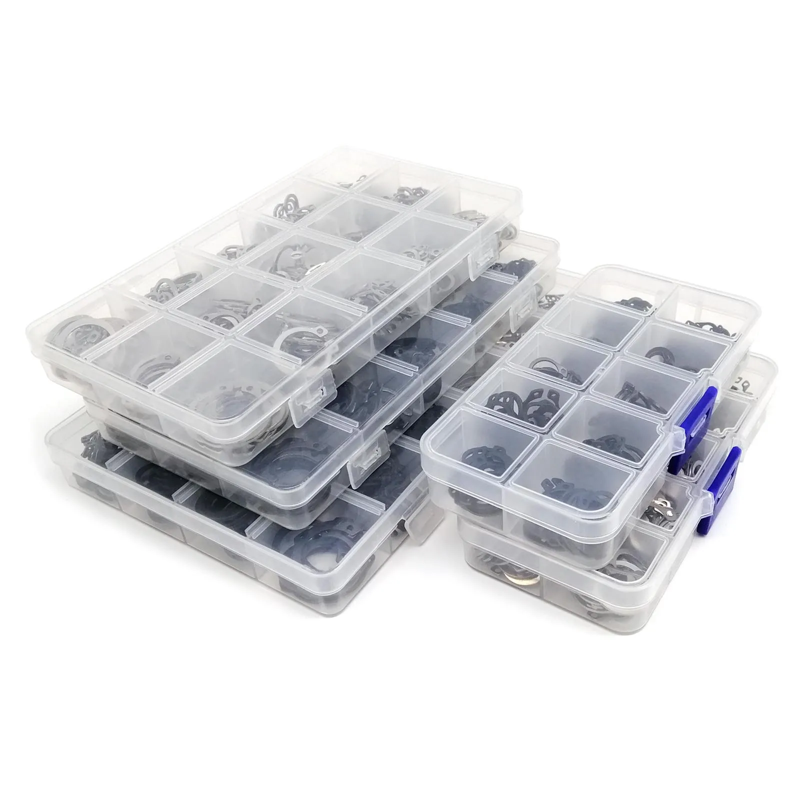 250 pcs/box C 유형 외부 Circlip 클립 스냅 링 믹스 M6 ~ M15 키트 세트 샤프트 베어링 유지 스테인레스 스틸 블랙 65mn