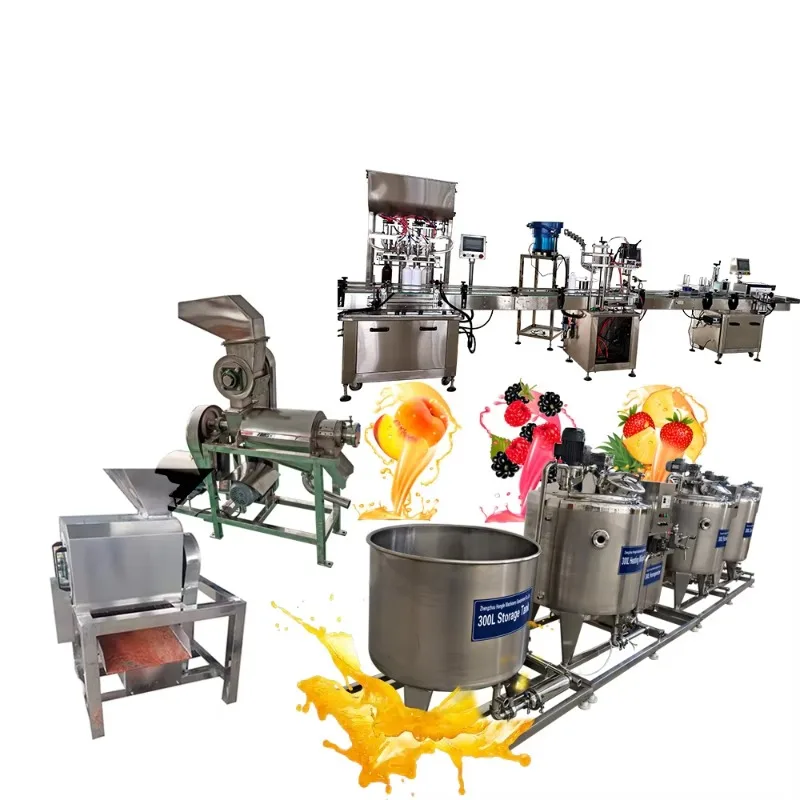 Full Automatic Fruit Juice Processing Bottling Production Line Complete Set Washing Juicing Filling Sterilizing Equipment Custom