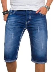 2024 Jeans d'été pour hommes S-2XL grande taille adt pantalons de jogging décontractés coton élastique Dodge bleu shorts de sport vêtements pour hommes décontractés