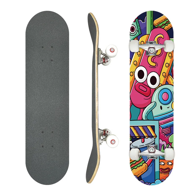 maple-skateboard-double-kick-4-wheels-aluminum-alloy-truck-pu-wheels-adults-beginners-max-load-150kg-street-skateboard