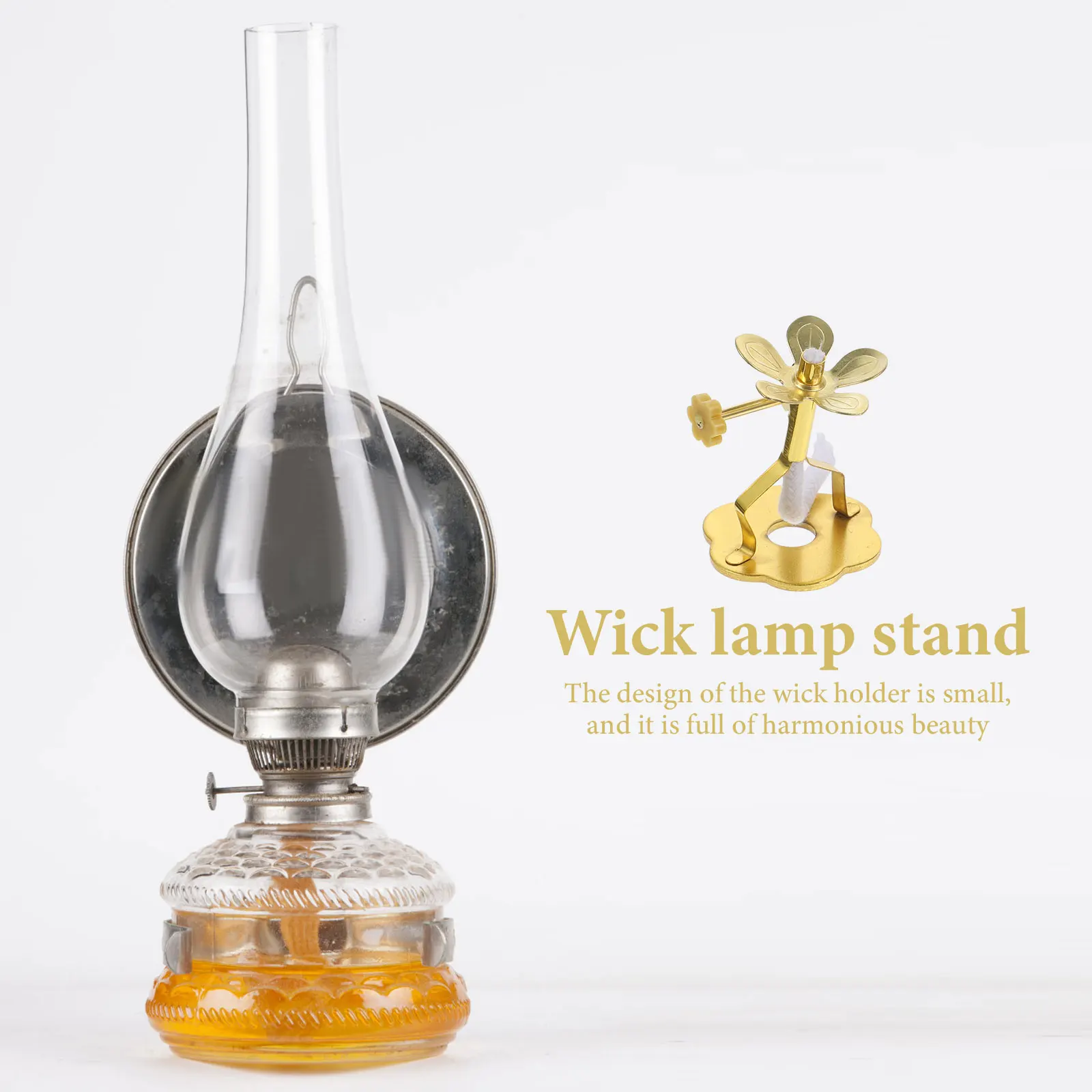 

2pcs Windproof Oil Lamp Wick Holder Premium Alloy Wick Stand For Temple Pray Buddha Supplies Portable Lighting Accessories