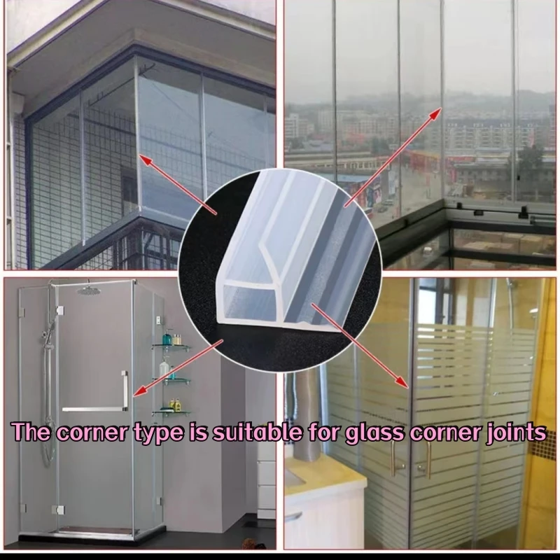 H-shaped, F-shaped, U-shaped Frameless Glass Door Sealing Strip, Bathroom Water Blocking Sealing Strip