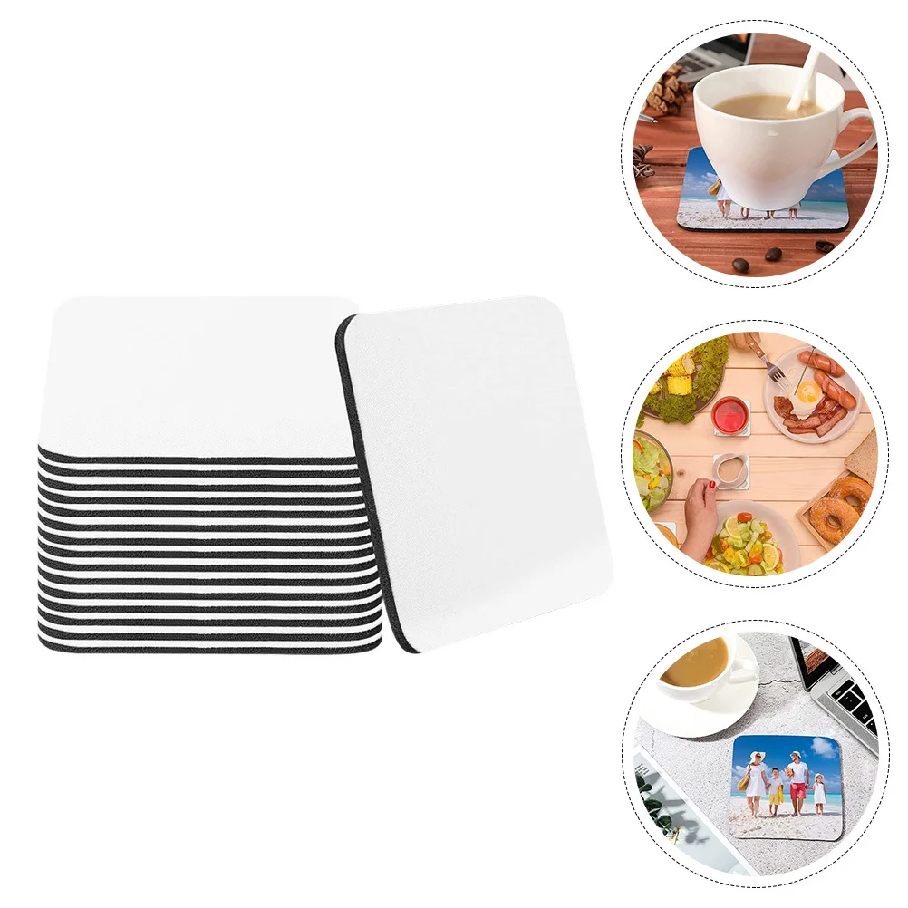 

16Pcs Neoprene Sublimation Coasters Wear-Resistant Cup Pads Household Accessory Home Decoration Transfer Photos Smooth Surface