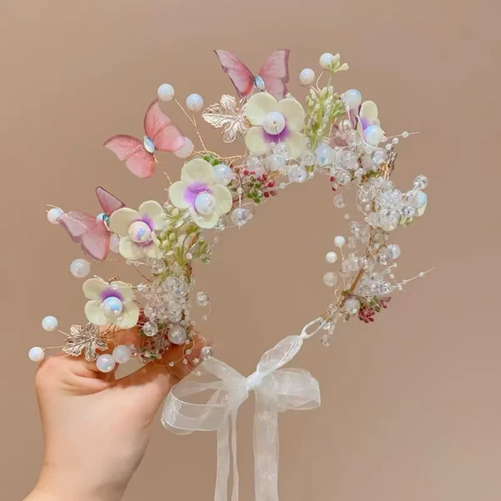 

1 Pack Butterfly Flower Children's Headband, Fairy Style, Suitable for Flower Girl Wedding / Birthday Party / Wedding Accessorie