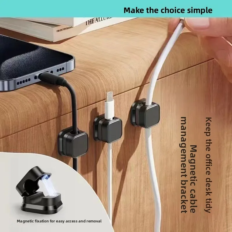 

Magnetic Cable Clip - Desktop and Wall - Mountable. Ideal for Organizing Mobile Phone Data Cables and Chargers.