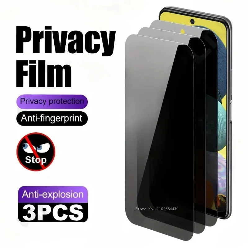 3Pcs Privacy Screen Protector For Samsung A05 A06 A11 A16 A23 A34 A52 A53 A73 Tempered Glass For Samsung A05 A13 A15 A25 A35 A55