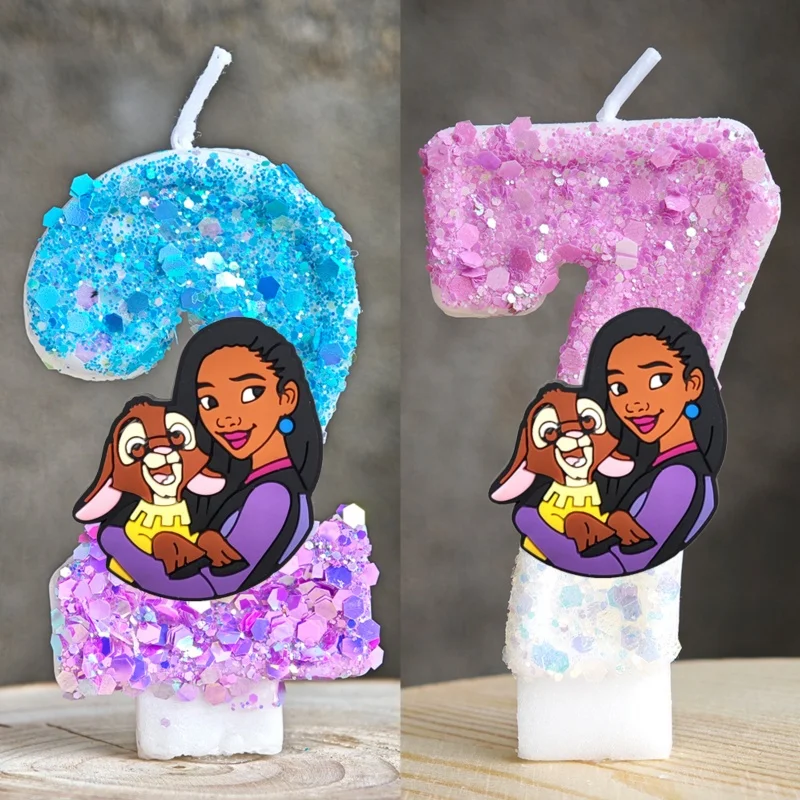 Wunschthema Asha Prinzessin Kerzen Geburtstagsparty Nummer 0-9 Kuchendekoration Kinder Babyparty Geschenkzubehör