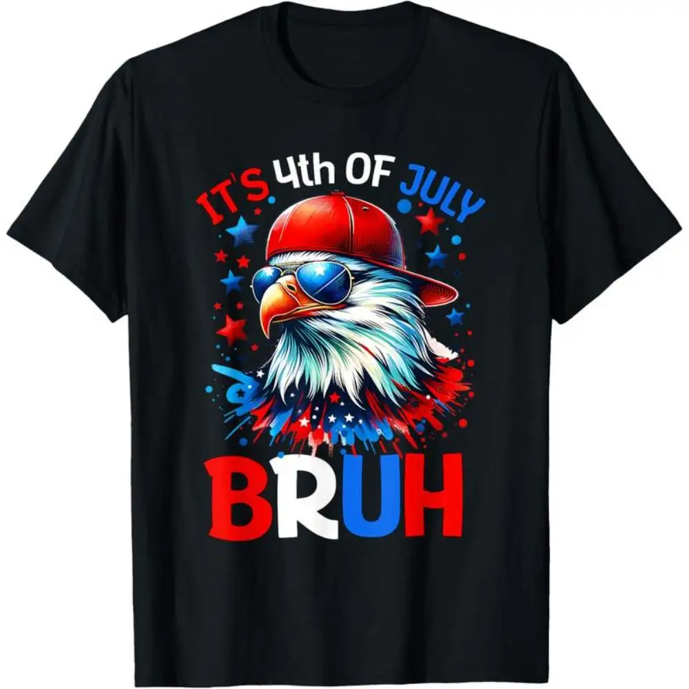 

Funny American Eagle T-shirt for Women Men Bruh Slogan Print Patriotic Graphic Tees US Flag Streetwear Tops