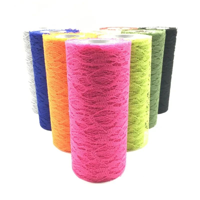 15cm 10Yards Lace Tulle Roll Apparel Sewing and Fabric Wedding Decoration Party Chair Sash Bow Table Runner Decoration