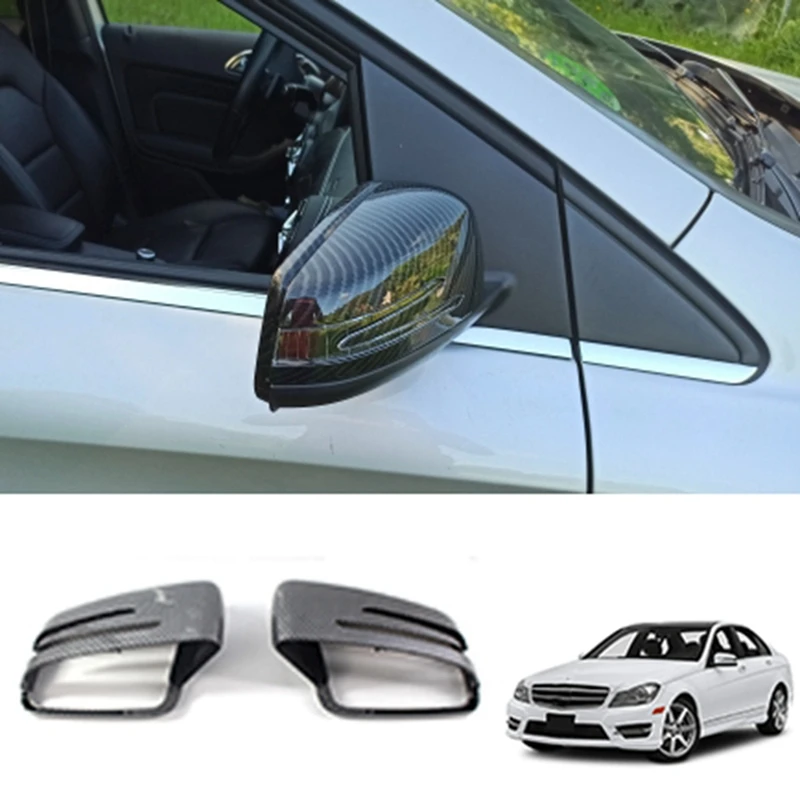 Car Carbon Fiber Rearview Side Mirror Cover Replacement For Mercedes Benz A B C E Class W204 W212 W176 W246 C218 X156