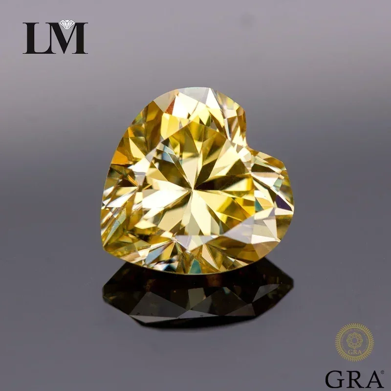 

Moissanite Stone Lemon Yellow Color Heart Cut Lab Grown Gemstones for DIY Advanced Jewelry Making Gift with GRA Certificate