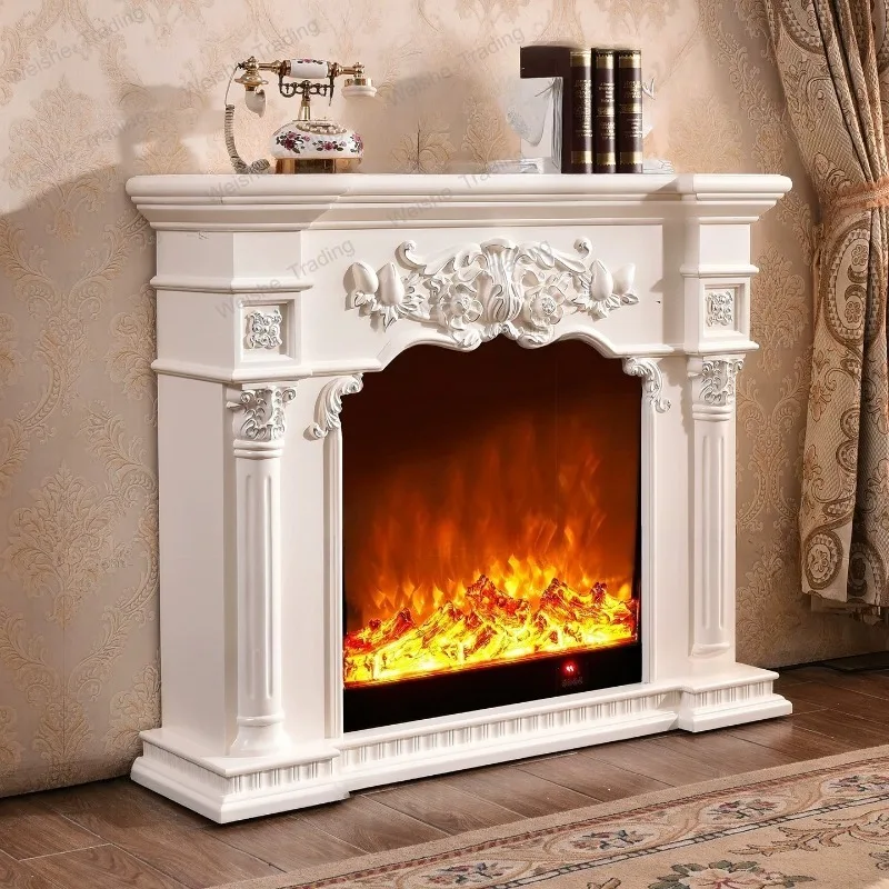 Simulation flame solid wood fireplace TV cabinet electronic heater mantel