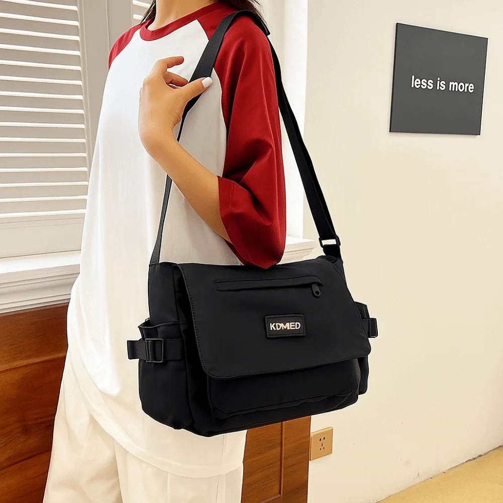 

Large-capacity Student Messenger Bag Letter Print Harajuku Canvas Crossbody Bags Patchwork Color Schoolbags Nylon Shoulder Bag