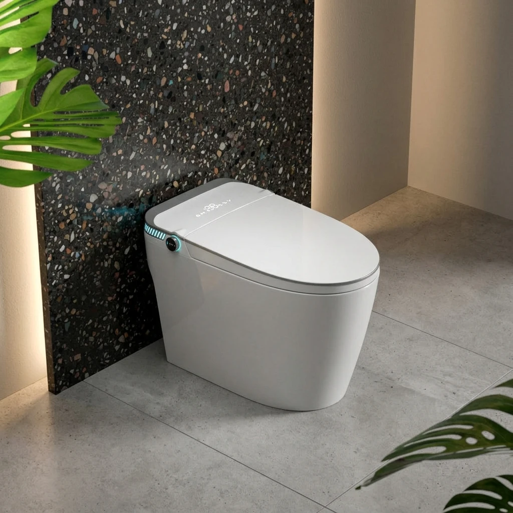 Toilet,Durable Ceramic Automatic Water Closet Floor Standing Smart Toilet Equipped With Bidet For Modern Residential Bathroom De
