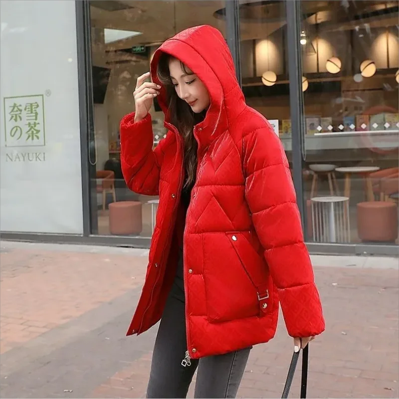 Down Cotton Coat Women Bright Face Free Wash Windproof Jacket Autumn Winter Parkas Korean Cotton-padded Jacket Hooded