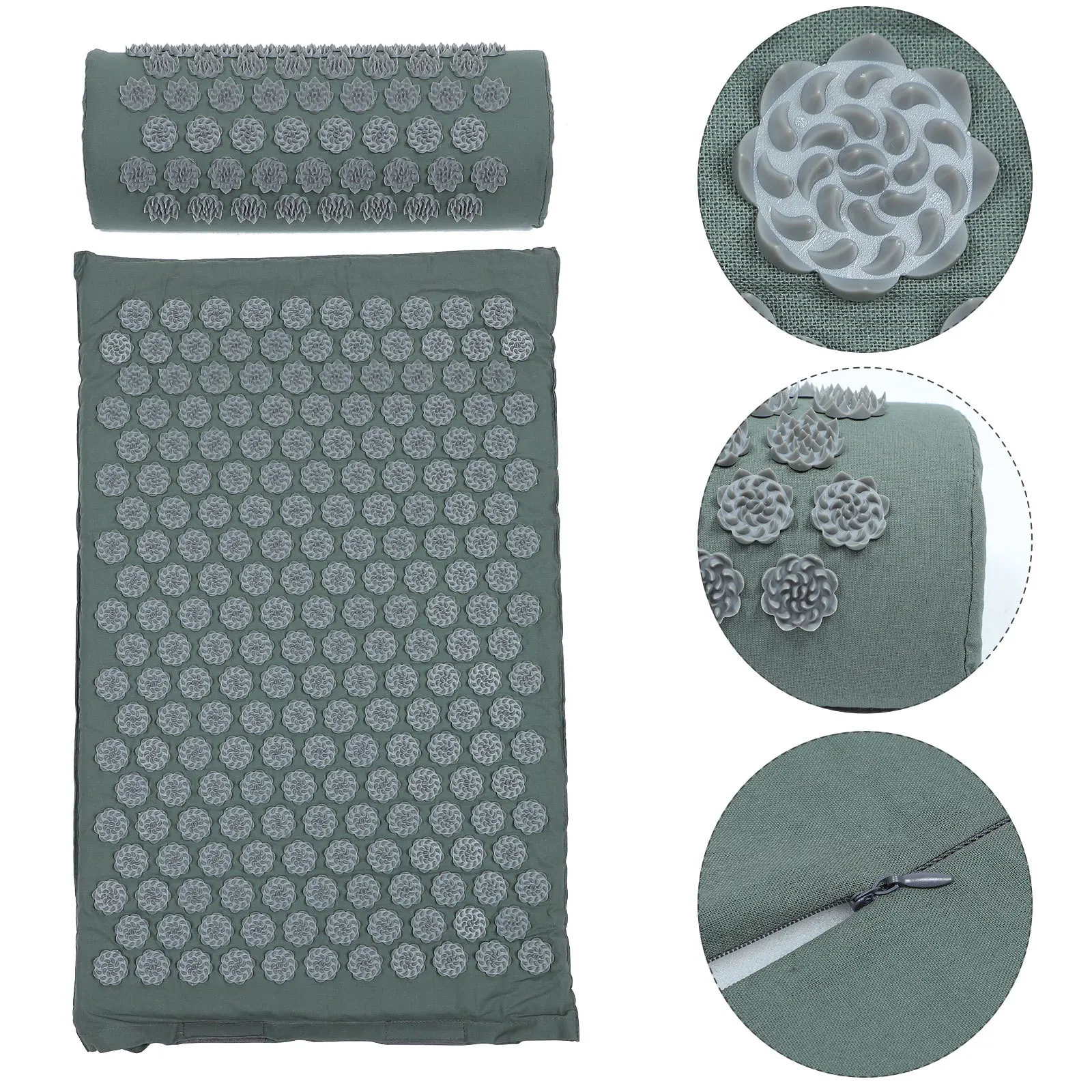 قطعتان من وسادة بساط التدليك أداة تخفيف نقاط الوخز قابلة للغسل وقابلة للطي لاستعادة عضلات الجسم بالكامل باللون الرمادي #4