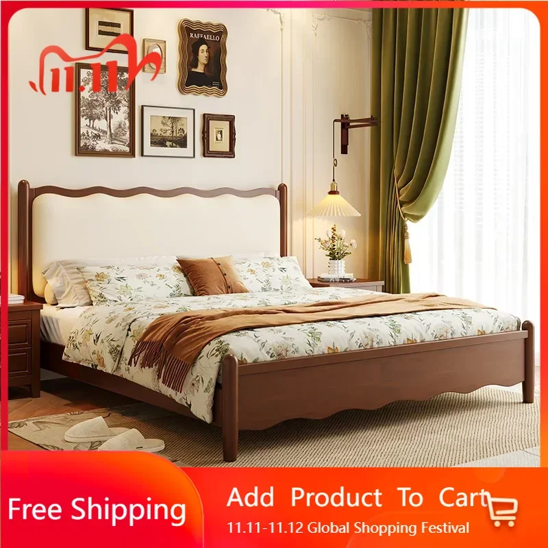

Japanese Princess Double Bed Bedroom Frame Large Wooden Luxury Double Bed Frames Salon Sleeping Beauty Platform Unique Furniture
