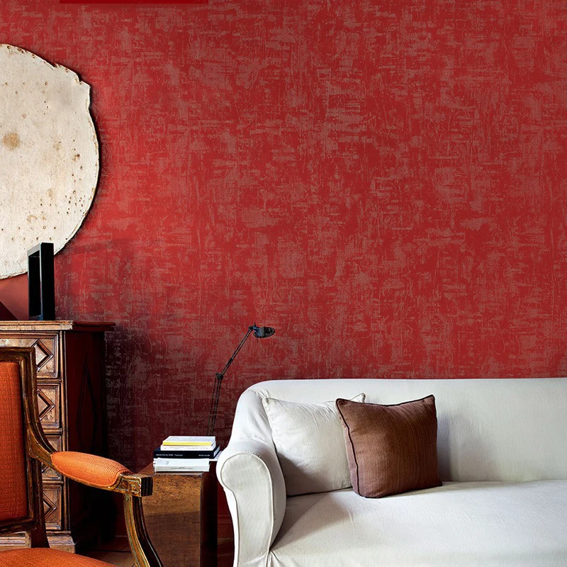 

Китайский винтажный стиль, простые однотонные красные обои в рулоне, домашний декор, фоновые обои для гостиной, спальни, столовой