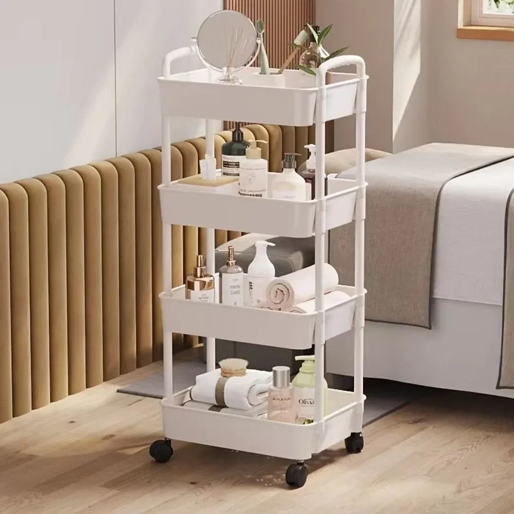 Mobile Storage Trolley Cart Multi-Layer Stand Carts Multifunctional Household Snack Cart Storage Shelf Multi Storey Snacks Racks