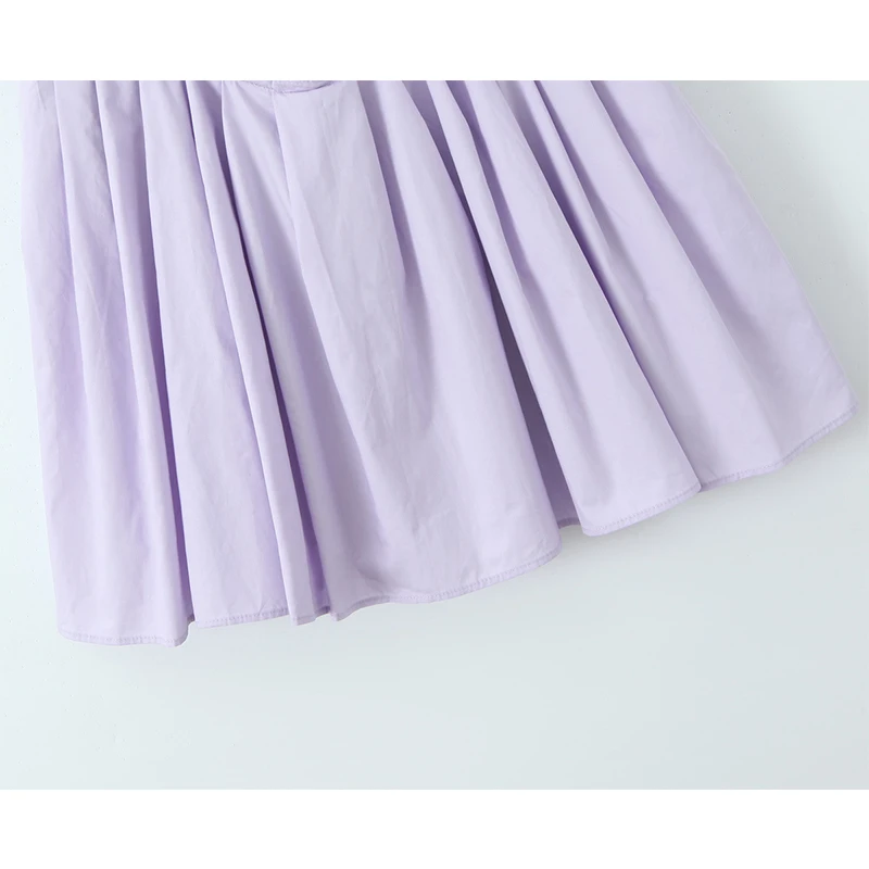 YENKYE Elegant Women Purple Hem Pleated Tank Mini Dress Sexy Sleeveless Square Neck Female Summer Dress Low Waist Robe Beautiful