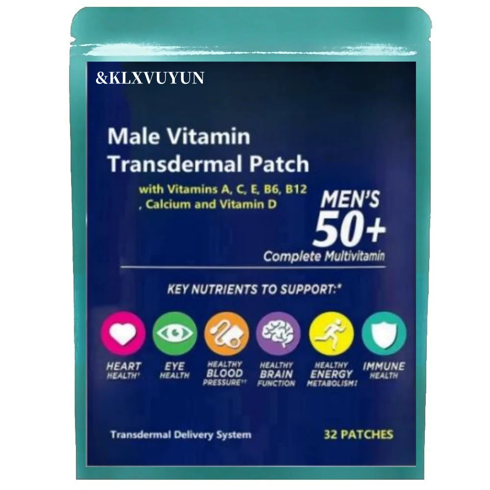 

Men's 50+multi vitamin transdermal patch, containing vitamins A, B6, B12, zinc, calcium, and vitamin D for men's multi vitamins