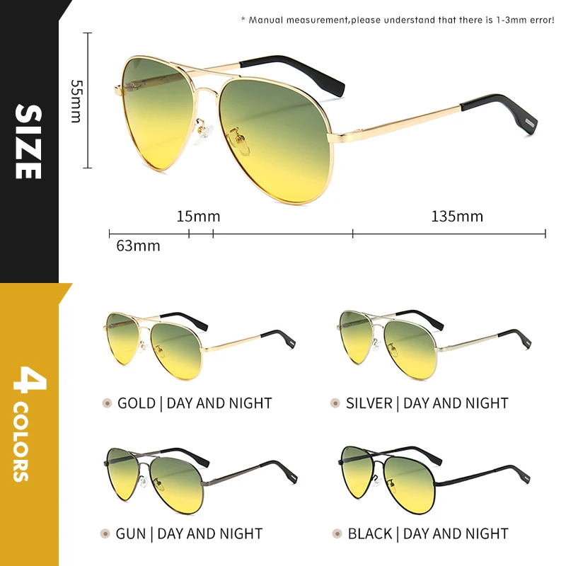 Pilot Sonnenbrille Männer polarisierte Sonnenbrille photo chrome Tag Nacht Fahr brille Frauen Chamäleon Brille uv400 gafas de sol