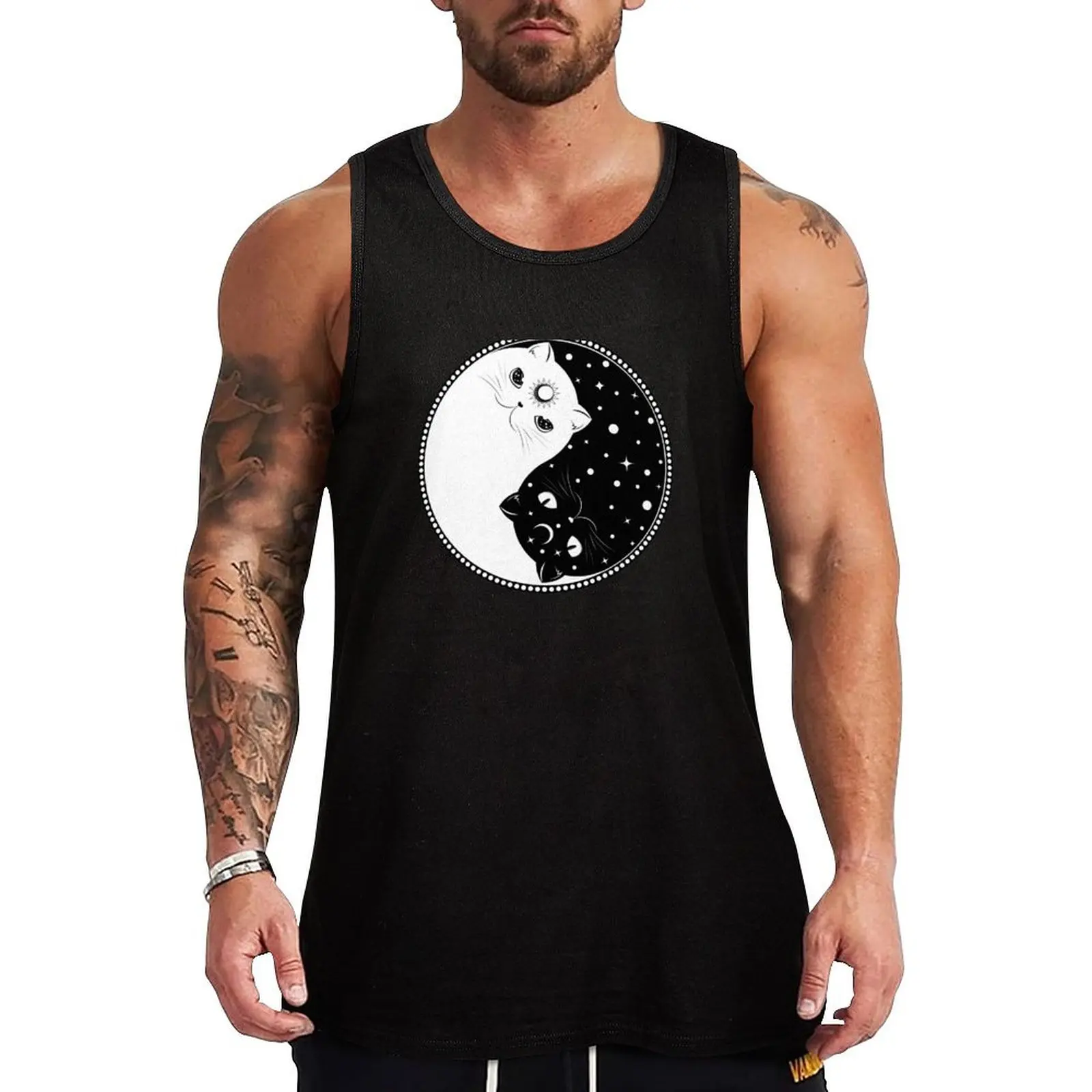 

Yin Yang cats Tank Top sleeveless shirt man gym summer clothes man 2025 gym wear men