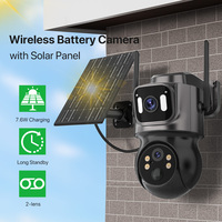 WiFi Dual Lens Camera Outdoor Wireless Solar IP Camera 4MP HD Built-in Battery Video Surveillance Camera Long Time Standby iCsee