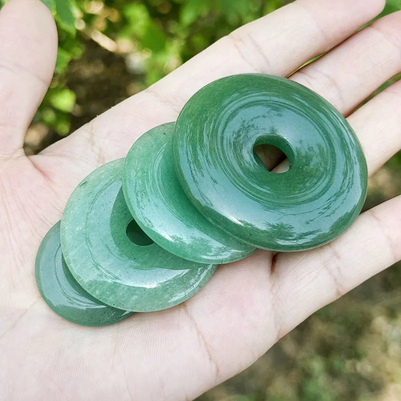 

30mm/40mm/50mm Natural Green Aventurine Stone Beads Donut Circle for DIY Necklace Pandant Earring Jewelry Making beads 1 Pcs