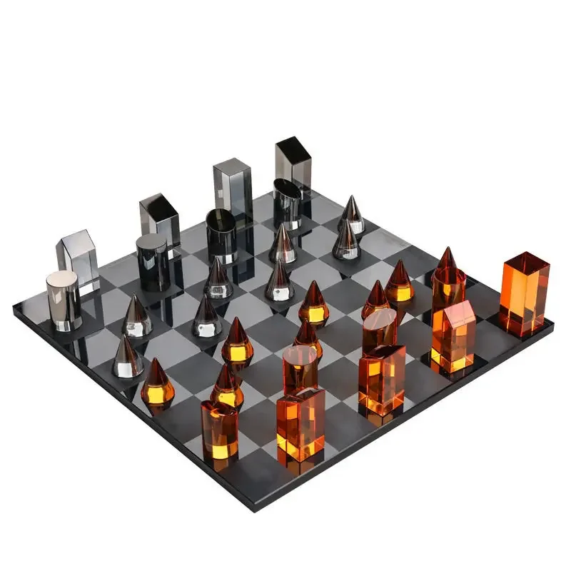 Modern simple crystal chess board chess piece craft ornament home soft decoration jewelry