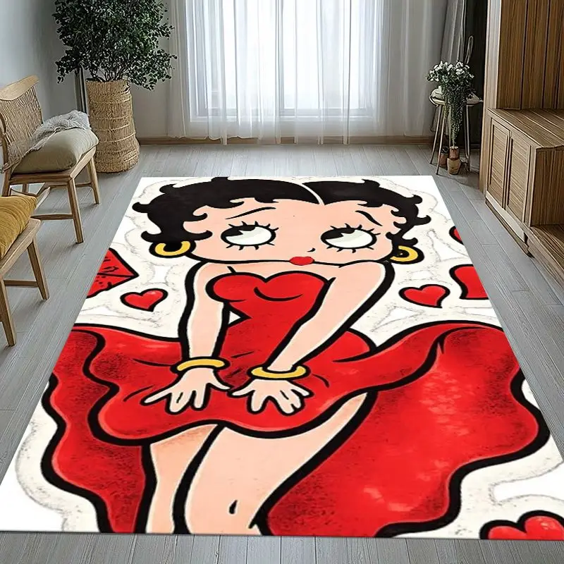 3D B-Betty Girl B-Boop Cartoon Area Rug,Soft Non-Slip Carpet Mat for Living Room Bedroom Kids Playroom,Sofa Floor Rug,Home Decor
