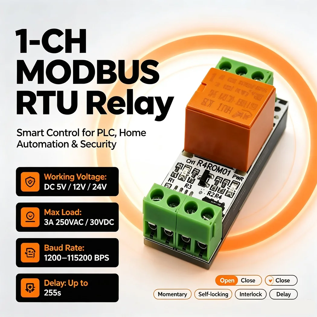 2PCS Mini Modbus RTU Relay Module DC5V/12V/24V 3A RS485 6 Modes Ultra Small PLC Expansion Smart Home PTZ Camera