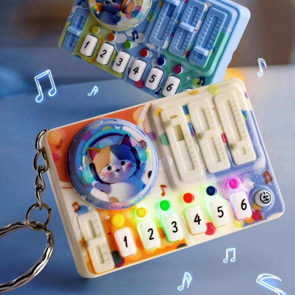 Mini DJ Live Pendant Working Finger Piano Interactive Electronic Keyboard Keyring Rhythm Key Cartoon Music Game Console Keychain