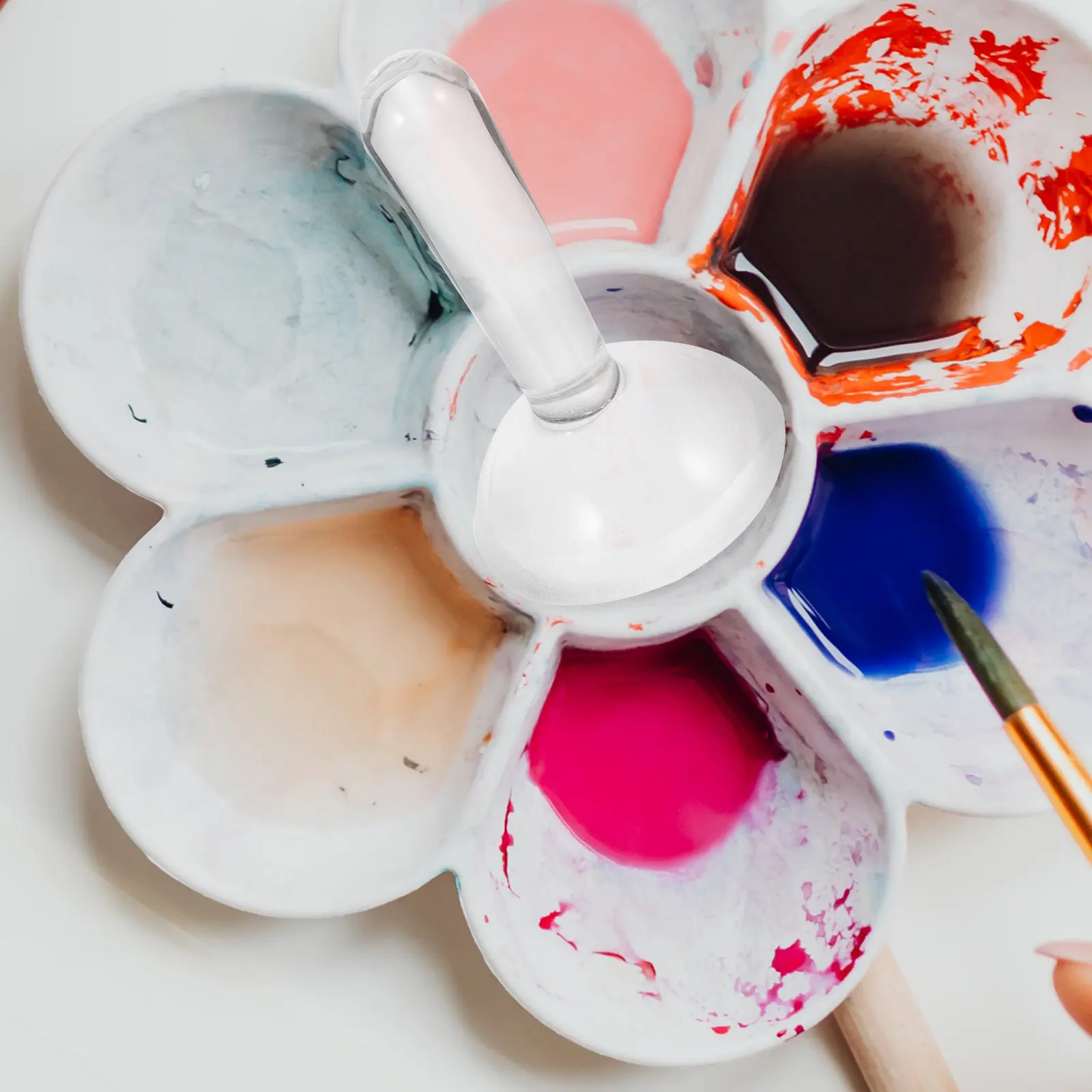 Mineral Pigment Grinding Pestle Crystal Abrasive Oil Painting Grinding Pestle Glass Muller Making Paint Flat Bottom paint supply