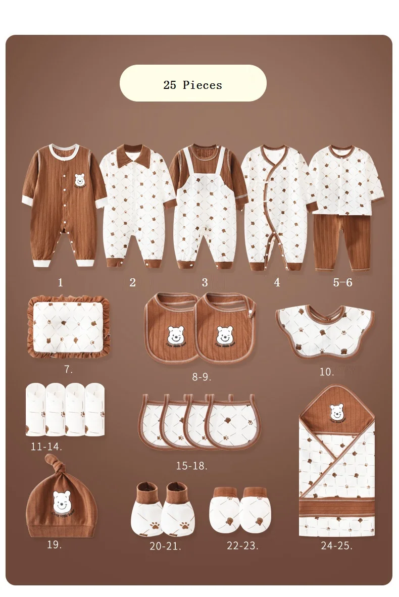 0-6 Months Newborn Boys Clothes Sets Pure Cotton Gift Box Package Toddler Girl Costume Outfits Jumpsuit Hat Doll Mixed Packaging